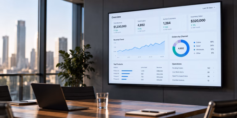 One live screen for leadership: dashboards from your own data